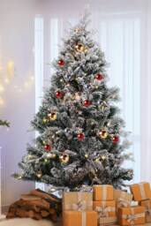 Neel Blue Snow Flocked Xmas Tree, Pre-Lit Christmas Tree With Colourful LEDs in Green - Size: 4ft - thumbnail 6