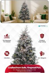 Neel Blue Snow Flocked Xmas Tree, Pre-Lit Christmas Tree With Colourful LEDs in Green - Size: 4ft - thumbnail 3