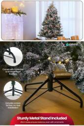 Neel Blue Snow Flocked Xmas Tree, Pre-Lit Christmas Tree With Colourful LEDs in Green - Size: 4ft - thumbnail 4