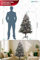 Neel Blue Snow Flocked Xmas Tree, Pre-Lit Christmas Tree With Colourful LEDs in Green - Size: 4ft - thumbnail 2