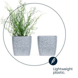 LIVIVO Set of 3 Grey Decorative Plastic Plant Pots - 12cm - thumbnail 5