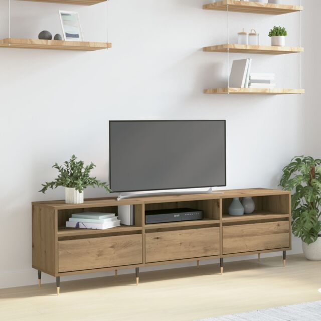 Berkfield Home TV Cabinet Artisan Oak 150x30x44.5 cm Engineered Wood in Brown - image 1