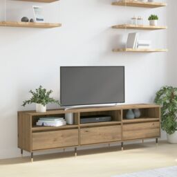 Berkfield Home TV Cabinet Artisan Oak 150x30x44.5 cm Engineered Wood in Brown - thumbnail 1