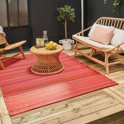 THE RUGS Reversible Weatherproof Outdoor Terra Rugs Striped Rainbow 1020 in Terracotta - Size: 150 cm x 220 cm - thumbnail 1