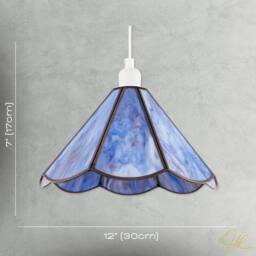 Happy Homewares Tiffany Glass Panelled Easy-Fit Pendant Shade with Antique Brass Trim in Purple - Size: 12 inches - thumbnail 7