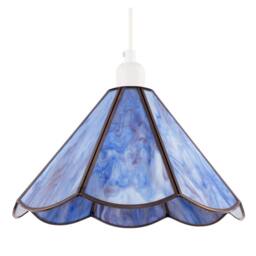 Happy Homewares Tiffany Glass Panelled Easy-Fit Pendant Shade with Antique Brass Trim in Purple - Size: 12 inches