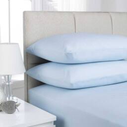 K Collection Percale Percale Fitted Sheet in Baby Blue - Size: Double - thumbnail 1