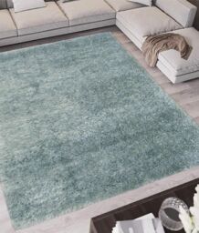 THE RUGS Lagom Collection Solid Design Shaggy Rug in Duck egg blue - Size: 200 cm x 290 cm - thumbnail 2
