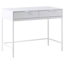 Wyld and Coco 2-Drawer Console Table White MDF Fluted Fronts - thumbnail 2