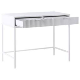 Wyld and Coco 2-Drawer Console Table White MDF Fluted Fronts - thumbnail 4