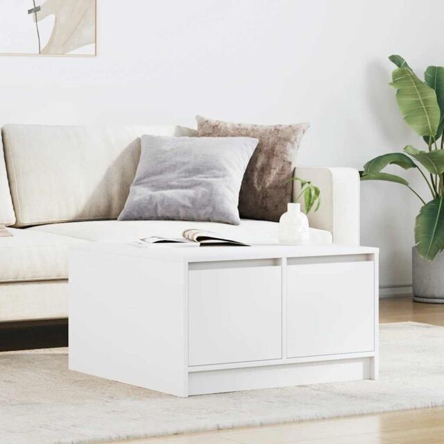 Berkfield Home Coffee Table with Drawers White 70.5x70x40 cm - image 1