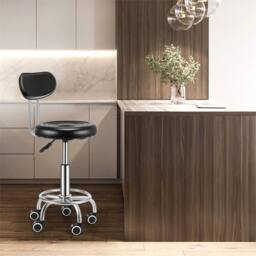 Nordara PU Leather Drafting Chair with Backrest Swivel Stool for Office in Black - Size: 100 cm x 15 cm - thumbnail 6