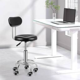 Nordara PU Leather Drafting Chair with Backrest Swivel Stool for Office in Black - Size: 100 cm x 15 cm - thumbnail 5