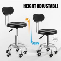 Nordara PU Leather Drafting Chair with Backrest Swivel Stool for Office in Black - Size: 100 cm x 15 cm - thumbnail 4