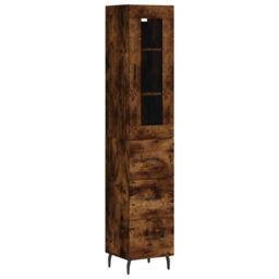 Berkfield Home Highboard Smoked Oak 34.5x34x180 cm Engineered Wood in Brown - thumbnail 2