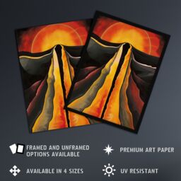 "Artery8 Abstract Sunset Painting Fire Landscape Space Wall Art Print in Orange - Size: W24"" x H32""" - thumbnail 2