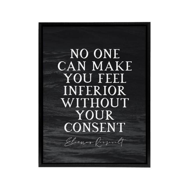 "Artery8 Eleanor Roosevelt Slate Quote Framed Canvas Wall Art Print in Grey - Size: W12"" x H16""" - image 1