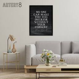 "Artery8 Eleanor Roosevelt Slate Quote Framed Canvas Wall Art Print in Grey - Size: W12"" x H16""" - thumbnail 3