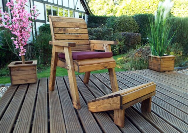 Charles Taylor Trading One Seater Lounger with Cushion & Footstool in Brown - image 1