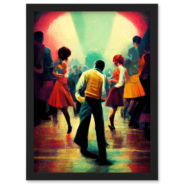 Artery8 Northern Soul Music Retro Sixties Artwork Framed Wall Art Print A4 in Black - image 1