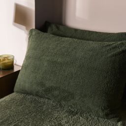OHS 2 Pack Thermal Teddy Fleece Pillowcase Cover in Green - Size: Standard Pillow Case - thumbnail 2