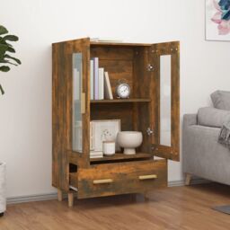 Berkfield Home Highboard Smoked Oak 70x31x115 cm Engineered Wood in Brown - Size: 70 x 31 x 115 cm - thumbnail 3