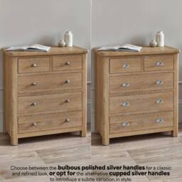 Cheshire Premium Hudson Limed Oak 3 + 2 Drawer Chest - Limed Oak in Brown - thumbnail 5
