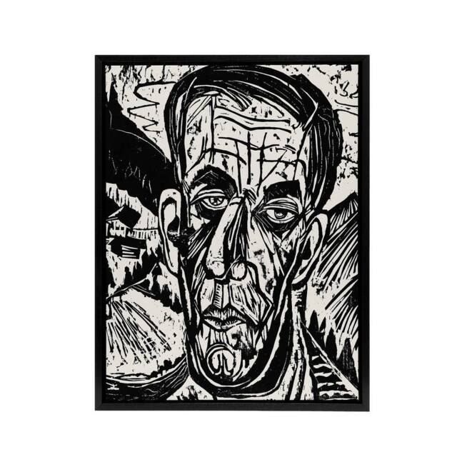 "Artery8 Head of Van de Velde Ernst Ludwig Kirchner Black Framed Canvas Art in White - Size: W12"" x H16""" - image 1