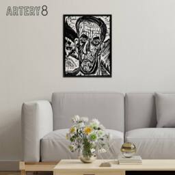"Artery8 Head of Van de Velde Ernst Ludwig Kirchner Black Framed Canvas Art in White - Size: W12"" x H16""" - thumbnail 3