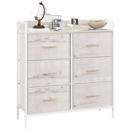 HOMCOM Bedroom Chest of Drawers 6 Drawer Dresser w/ Shelf, Natural - thumbnail 2