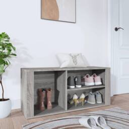 Berkfield Home Shoe Cabinet Grey Sonoma 100x35x45 cm Engineered Wood - Size: 100 x 35 x 45 cm - thumbnail 2