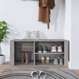 Berkfield Home Shoe Cabinet Grey Sonoma 100x35x45 cm Engineered Wood - Size: 100 x 35 x 45 cm