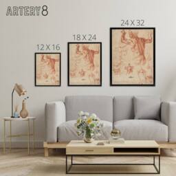 "Artery8 Michelangelo Studies For The Libyan Framed Canvas Wall Art Print in Beige - Size: W12"" x H16""" - thumbnail 4