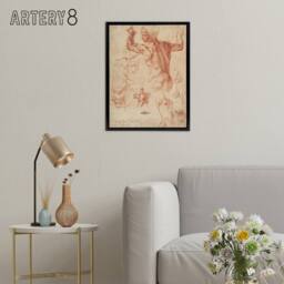 "Artery8 Michelangelo Studies For The Libyan Framed Canvas Wall Art Print in Beige - Size: W12"" x H16""" - thumbnail 3