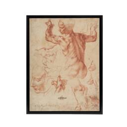 "Artery8 Michelangelo Studies For The Libyan Framed Canvas Wall Art Print in Beige - Size: W12"" x H16""" - thumbnail 1