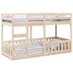 Berkfield Home Bunk Bed 90x200 cm Solid Wood Pine in Light Tan - thumbnail 1