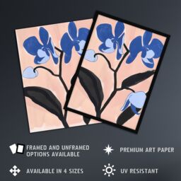 "Artery8 Blue Orchid Flower Bloom Abstract Floral Painting Framed Wall Art - Size: W12"" x H16""" - thumbnail 2