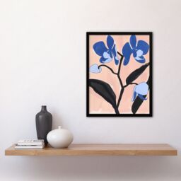 "Artery8 Blue Orchid Flower Bloom Abstract Floral Painting Framed Wall Art - Size: W12"" x H16""" - thumbnail 4