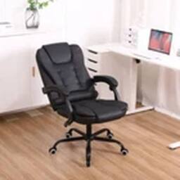 EONLION Reclining Office Chair Faux Leather Adjustable Seat Black - thumbnail 4