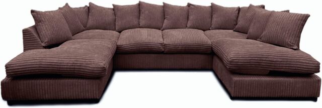 Furniture 786 Monaco Scatter Back 6 Seater U Shaped Corner Jumbo Cord Fabric Sofa in Chocolate - image 1