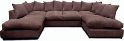 Furniture 786 Monaco Scatter Back 6 Seater U Shaped Corner Jumbo Cord Fabric Sofa in Chocolate - thumbnail 1