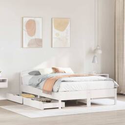 Berkfield Home Bed Frame without Mattress White 150x200 cm King Size Solid Wood Pine - thumbnail 2