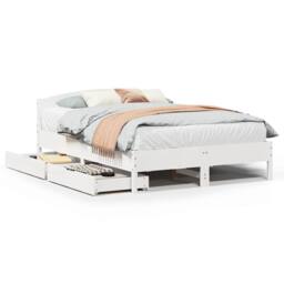 Berkfield Home Bed Frame without Mattress White 150x200 cm King Size Solid Wood Pine - thumbnail 1