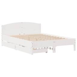 Berkfield Home Bed Frame without Mattress White 150x200 cm King Size Solid Wood Pine - thumbnail 3