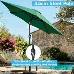 Harbour Housewares Tilting Garden Parasol - 2.7M in Green - thumbnail 3