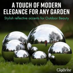 Globrite 6pcs Stainless Steel Mirror Balls -Reflective Garden Decor 50-150mm in Silver - thumbnail 2