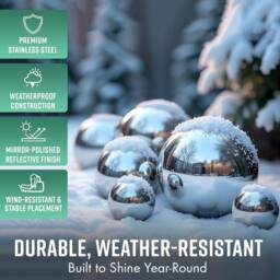 Globrite 6pcs Stainless Steel Mirror Balls -Reflective Garden Decor 50-150mm in Silver - thumbnail 3