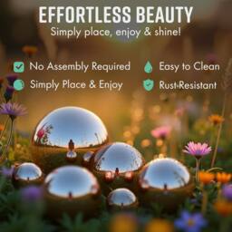 Globrite 6pcs Stainless Steel Mirror Balls -Reflective Garden Decor 50-150mm in Silver - thumbnail 7