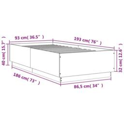 Berkfield Home Modern Bed Frame without Mattress Smoked Oak 90x190 cm Single in Brown - thumbnail 9