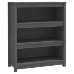 Berkfield Home Beautiful Book Cabinet Grey 80x35x97 cm Solid Wood Pine - Size: 80 x 35 x 97 cm - thumbnail 3